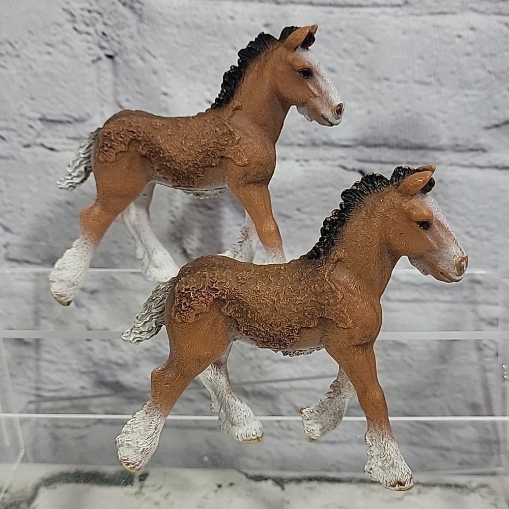 Schleich‎ Clydesdale Horses Figures Lot Realistic Gelding W/ Twin Foal Colts